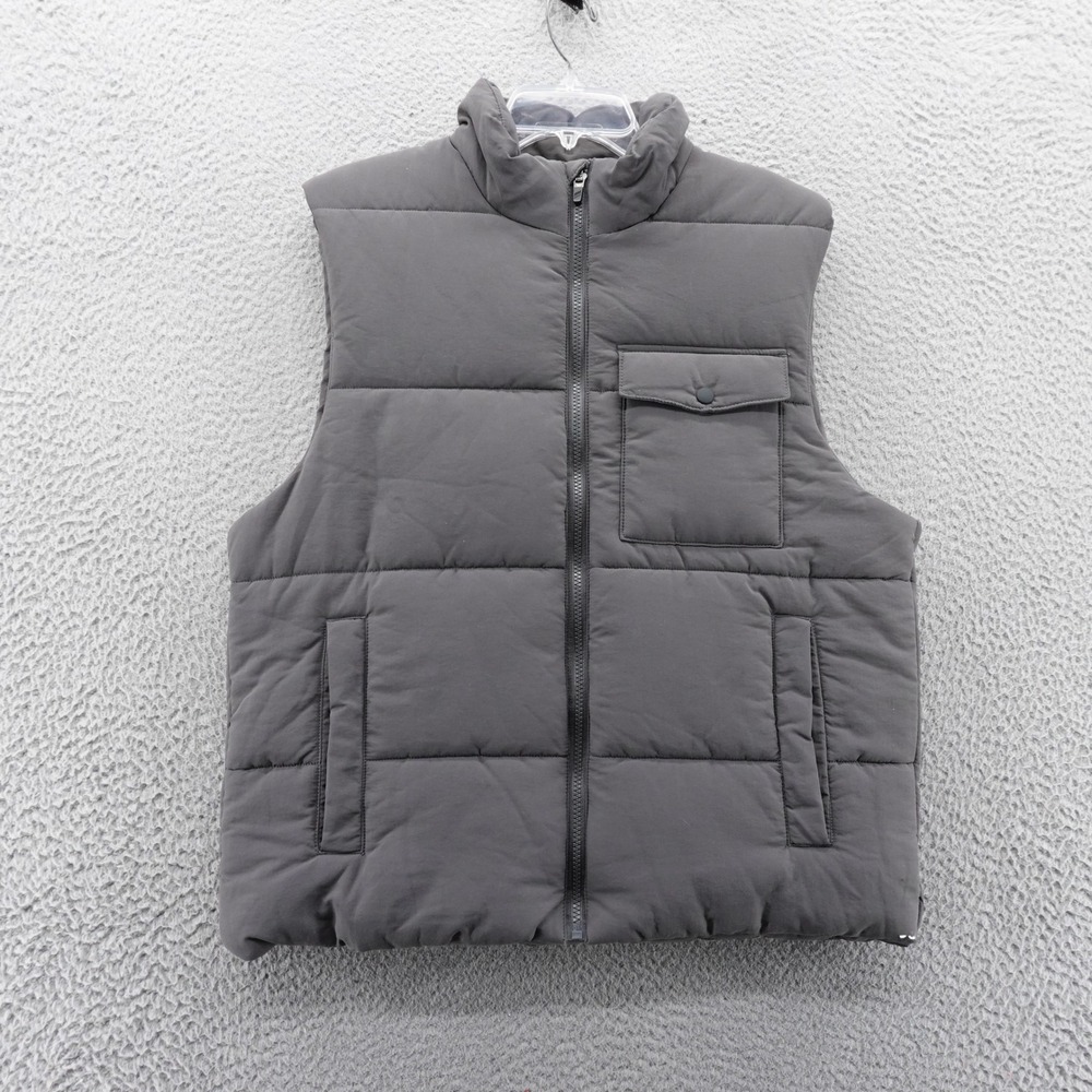 DSG Men's Lifestyle Puffer Vest Gray Full Zip Stand Collar Pockets‎ Size M